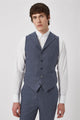 Uptown Slim Fit Mid Blue Tweed Wool Waistcoat