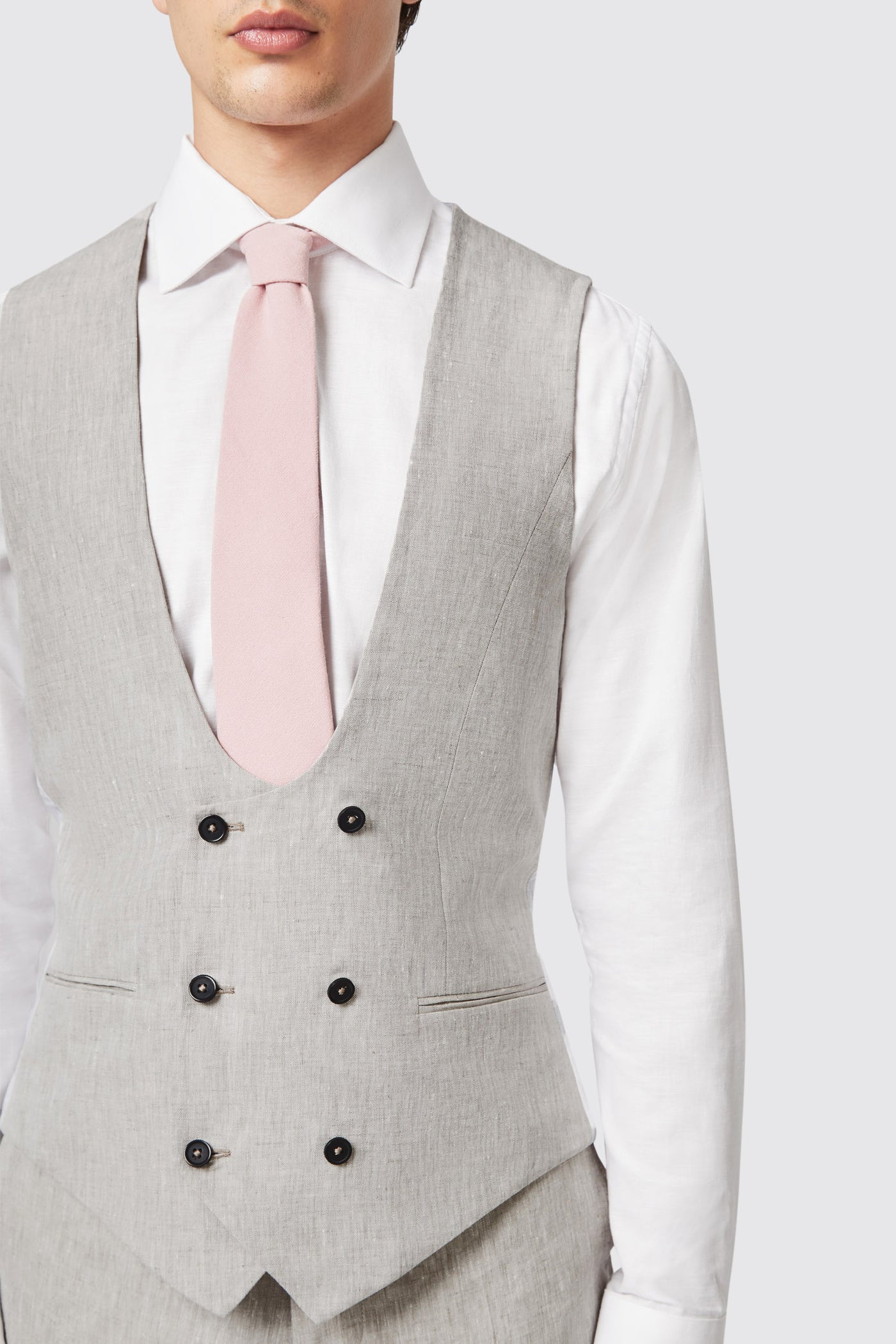 Claremont Slim Fit Grey Linen Waistcoat