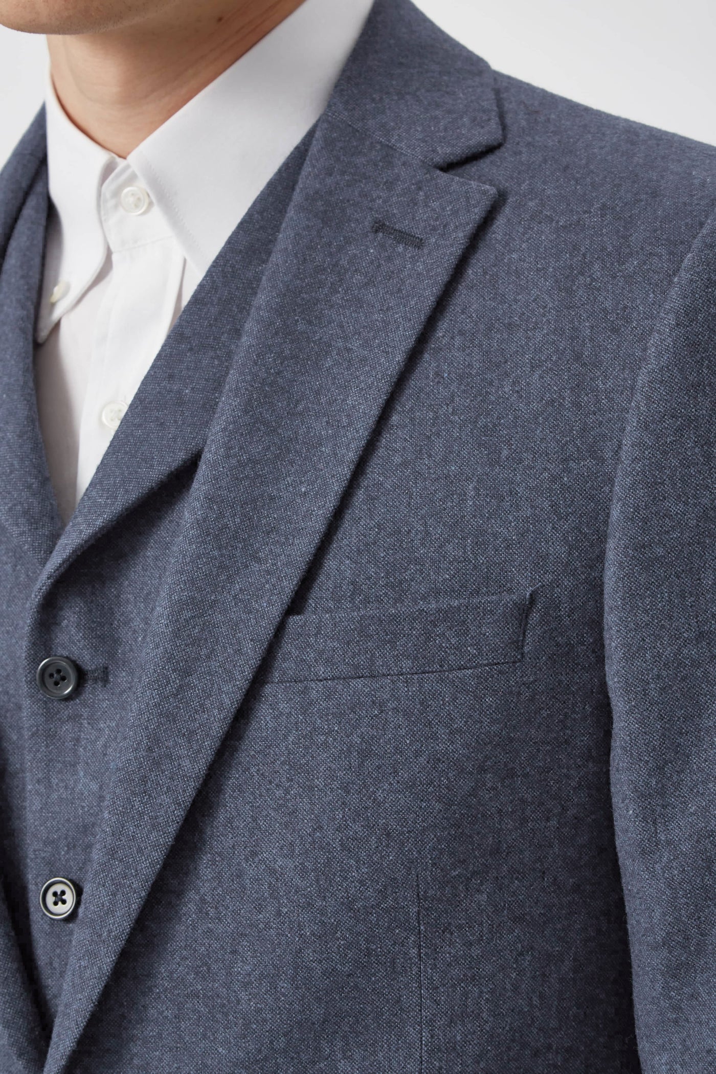 Uptown Slim Fit Mid Blue Tweed Wool Jacket