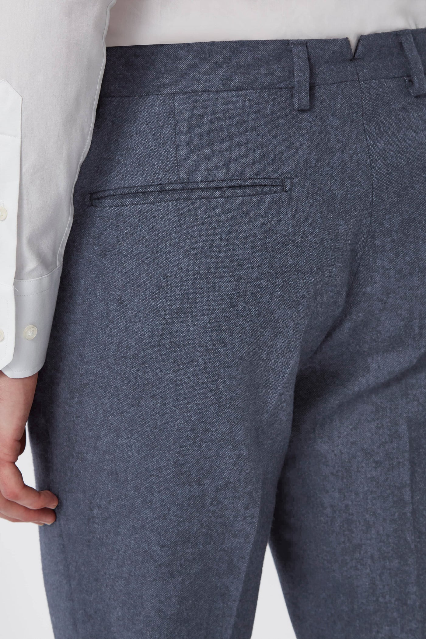 Uptown Slim Fit Mid Blue Tweed Wool Trousers