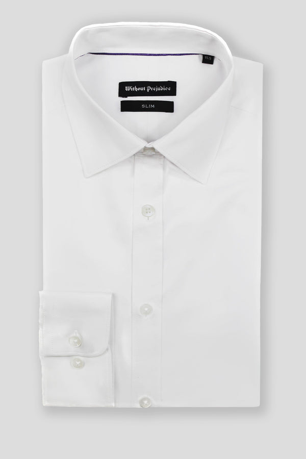 Asmara Slim White Sateen Cotton Shirt