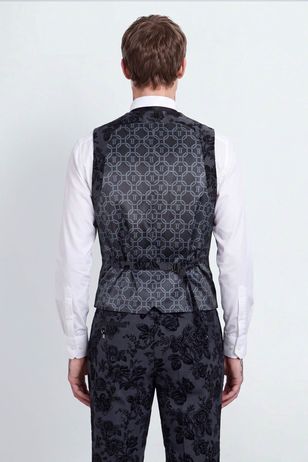 Fleet Skinny Fit Black Floral Suit Jacket