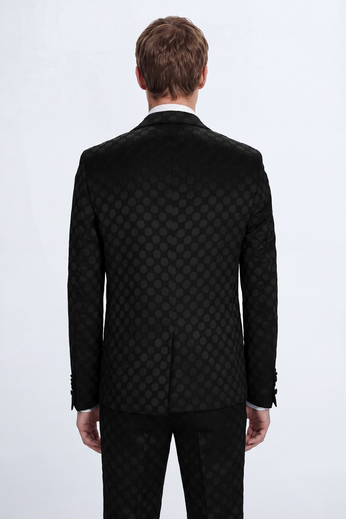 Papatya Slim Fit Black Jacquard Jacket