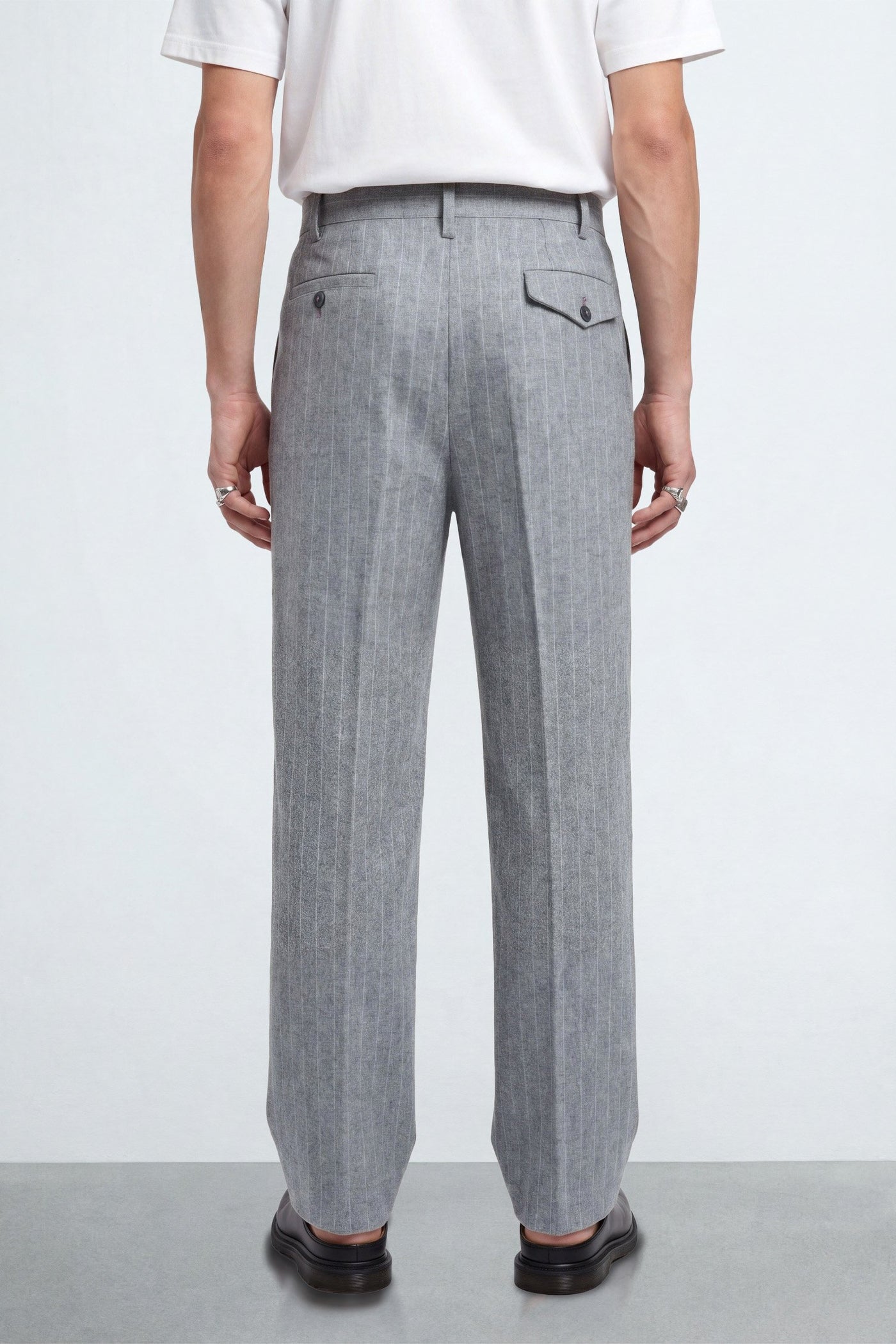 Tyson Relaxed Fit Grey Pinstripe Suit Trousers