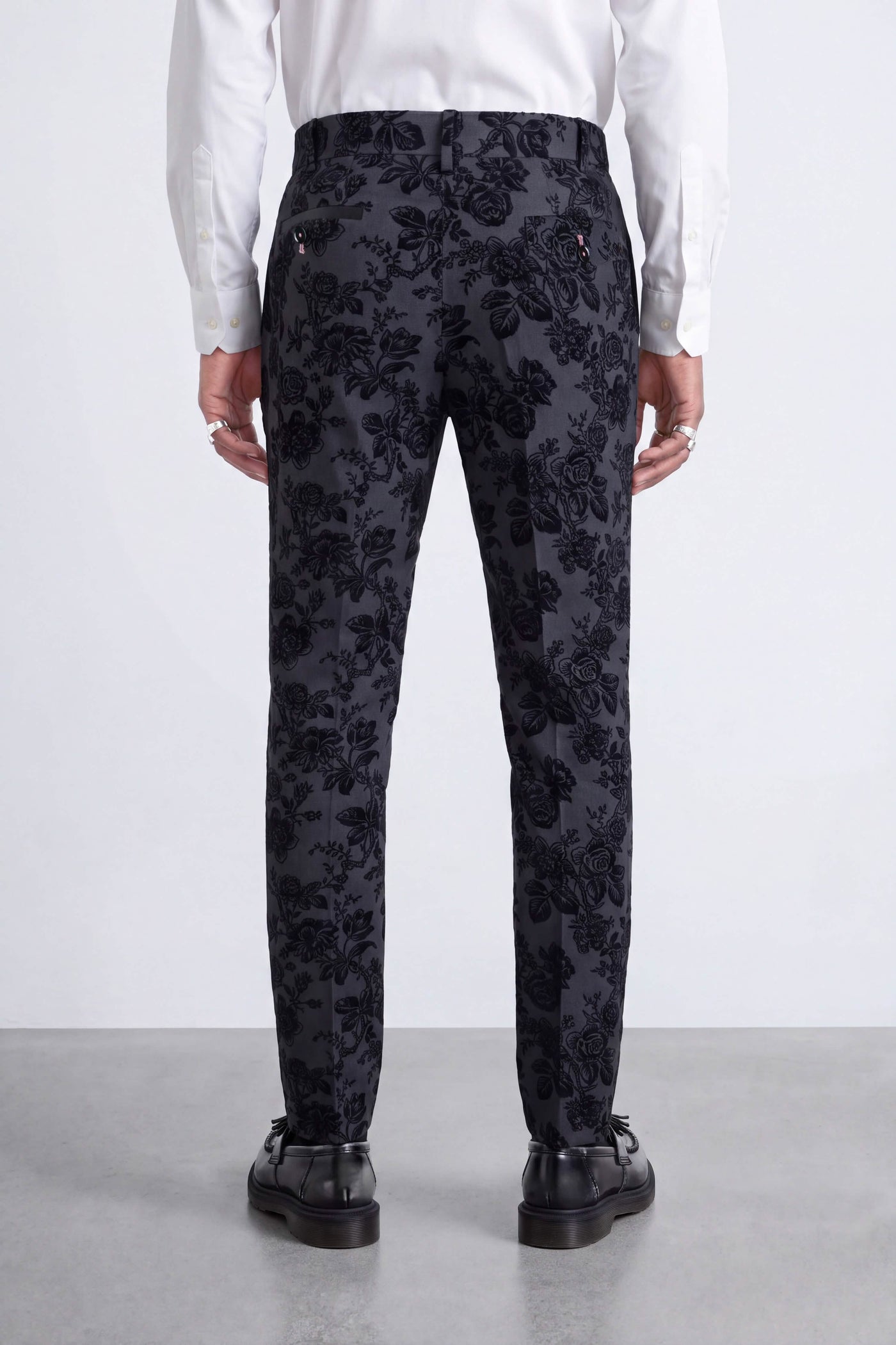 Fleet Skinny Fit Black Floral Suit Jacket