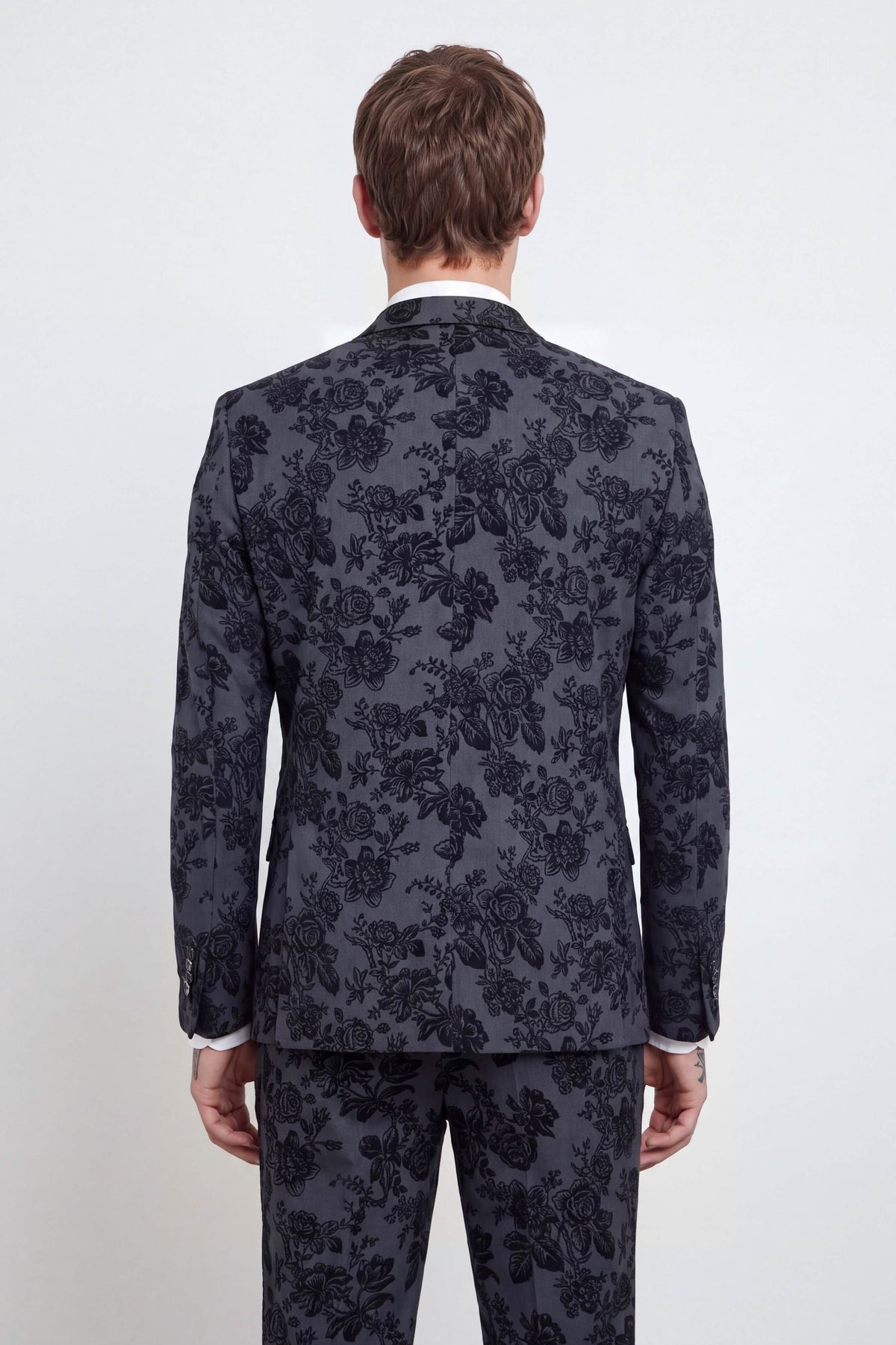 Fleet Slim Fit Black Floral Suit Jacket