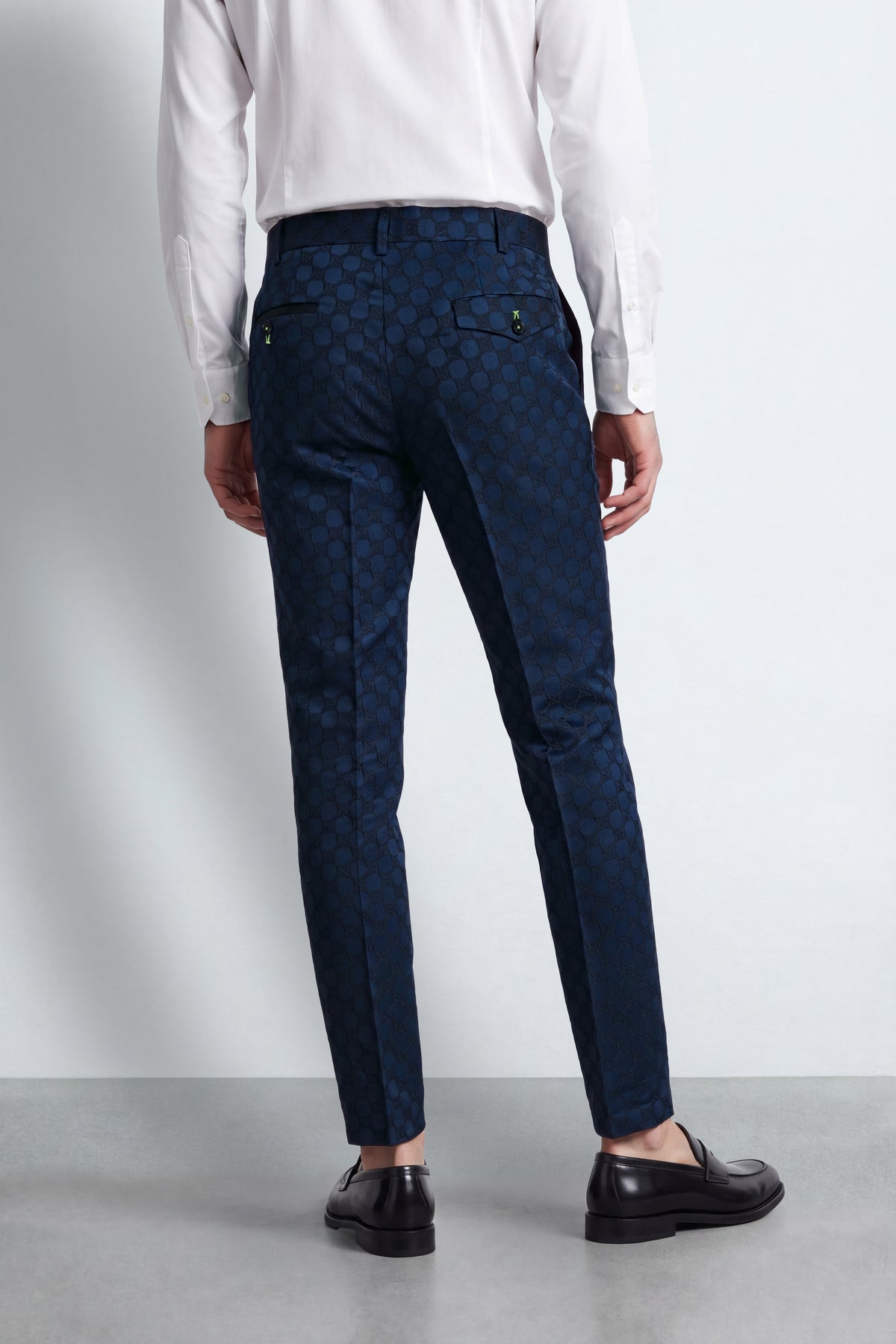 Papatya Slim Fit Navy Jacquard Trousers