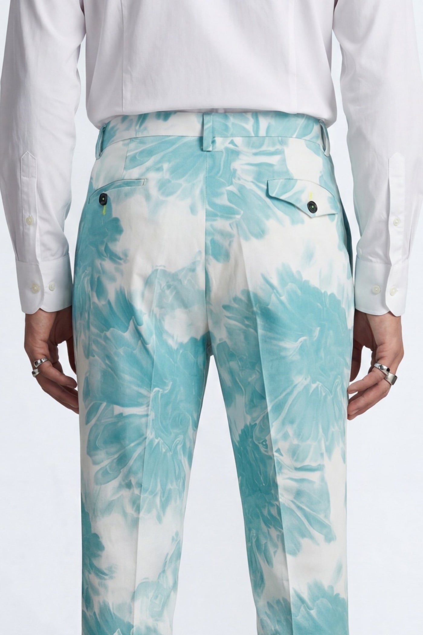 Evelyn Slim Fit Blue Tie-Dye Suit Pants