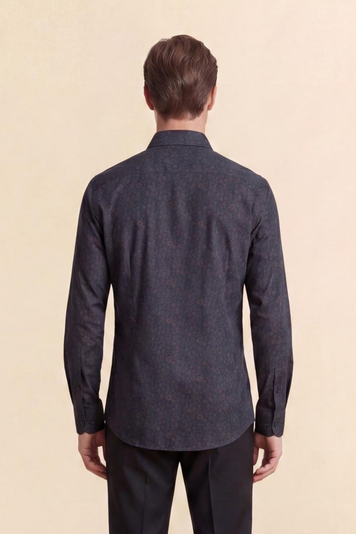 Ayla Navy Geometric Cotton Print Shirt
