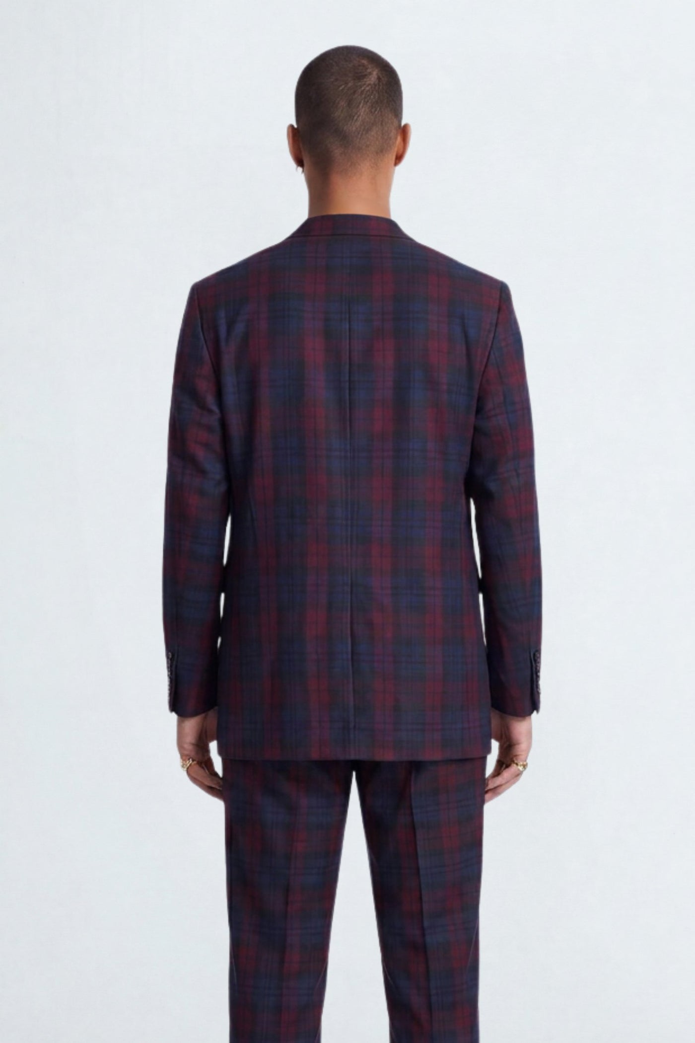 Zac Wine Check Double Breasted Suit