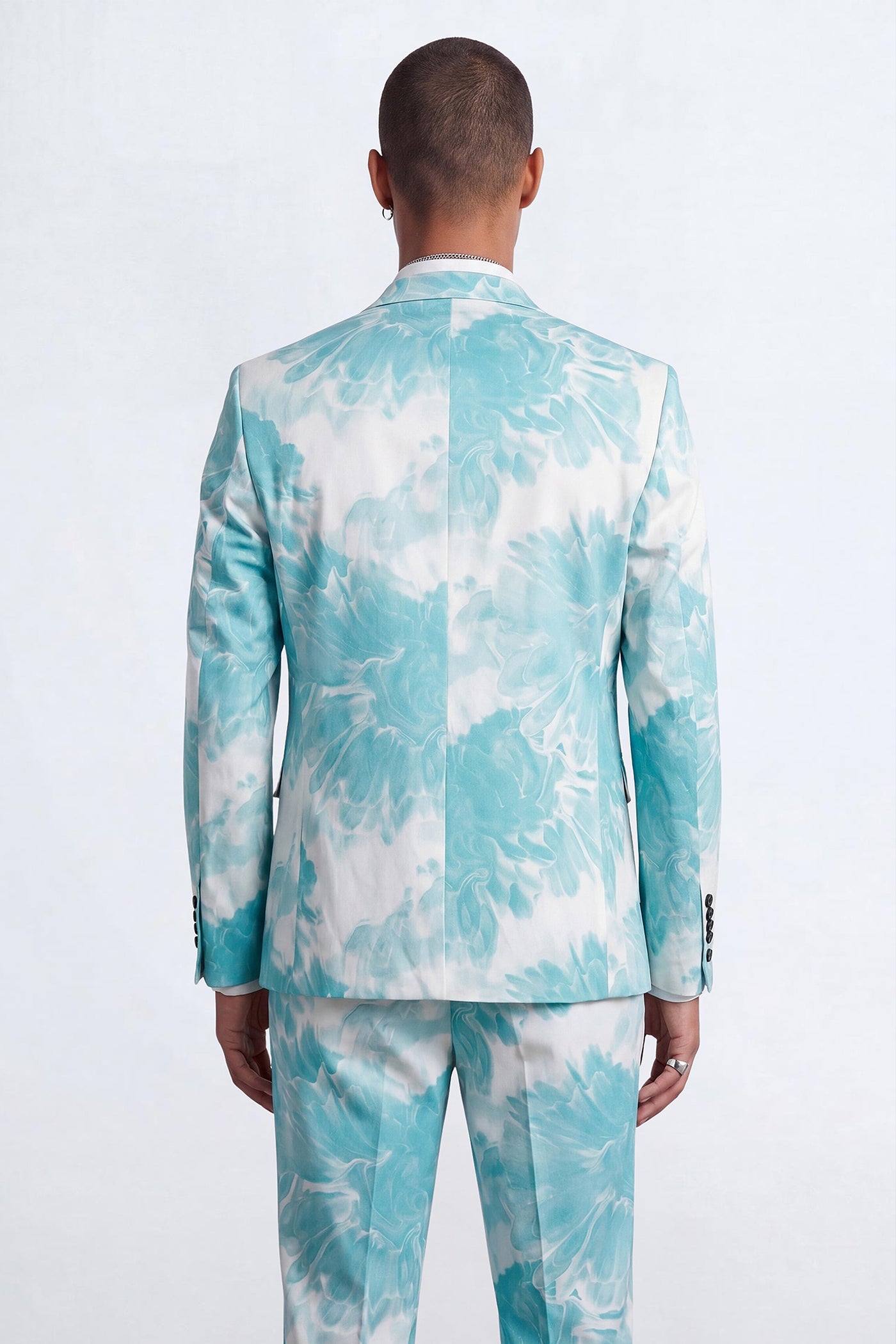 Evelyn Slim Fit Blue Tie-Dye Suit Jacket