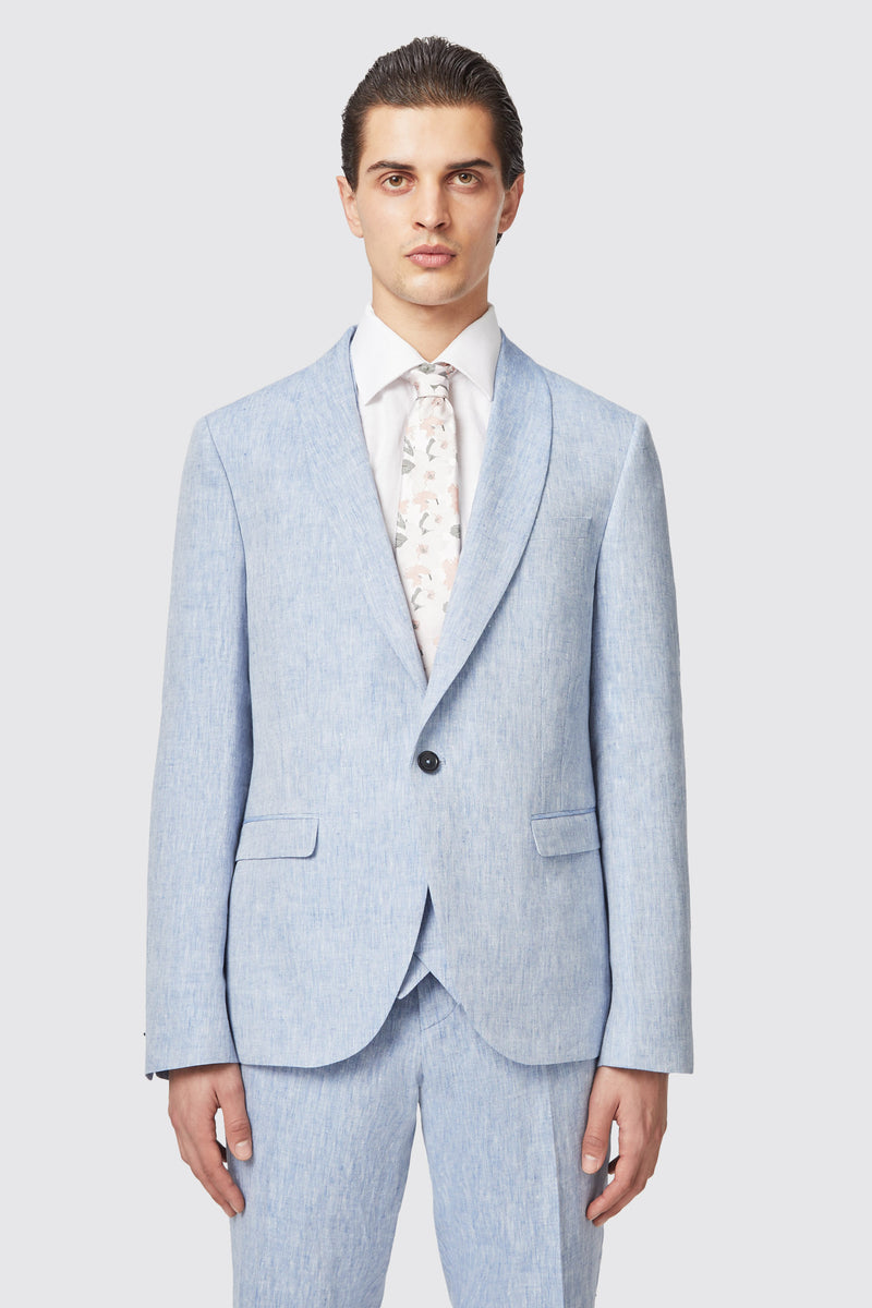 9424 Blue Linen Jacket main image 1