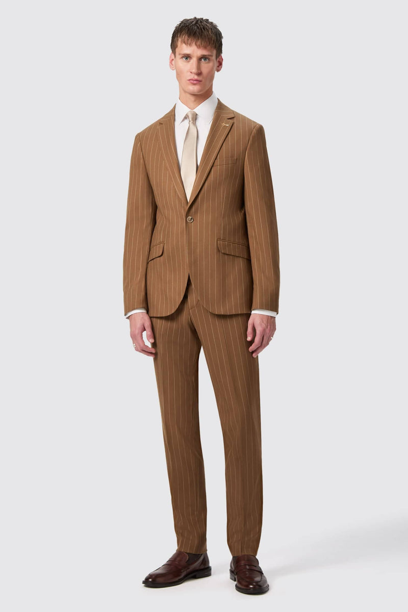 Brown pinstripe suit main image 1