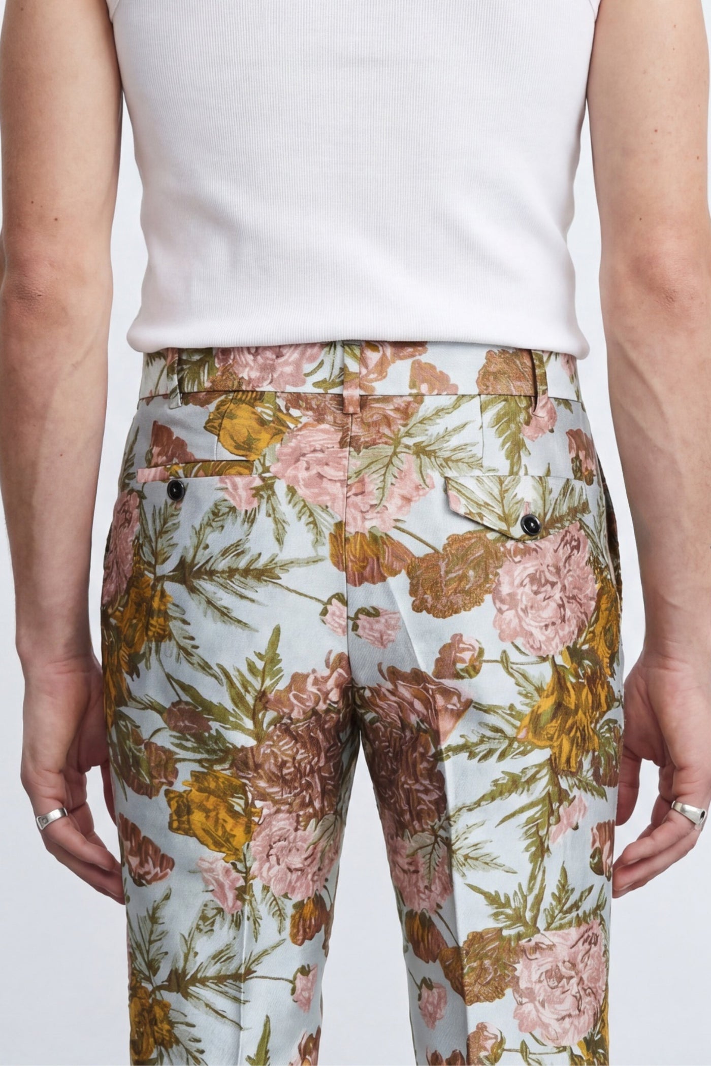 Hirshfield Slim Fit Floral Pink Silver Jacquard Suit