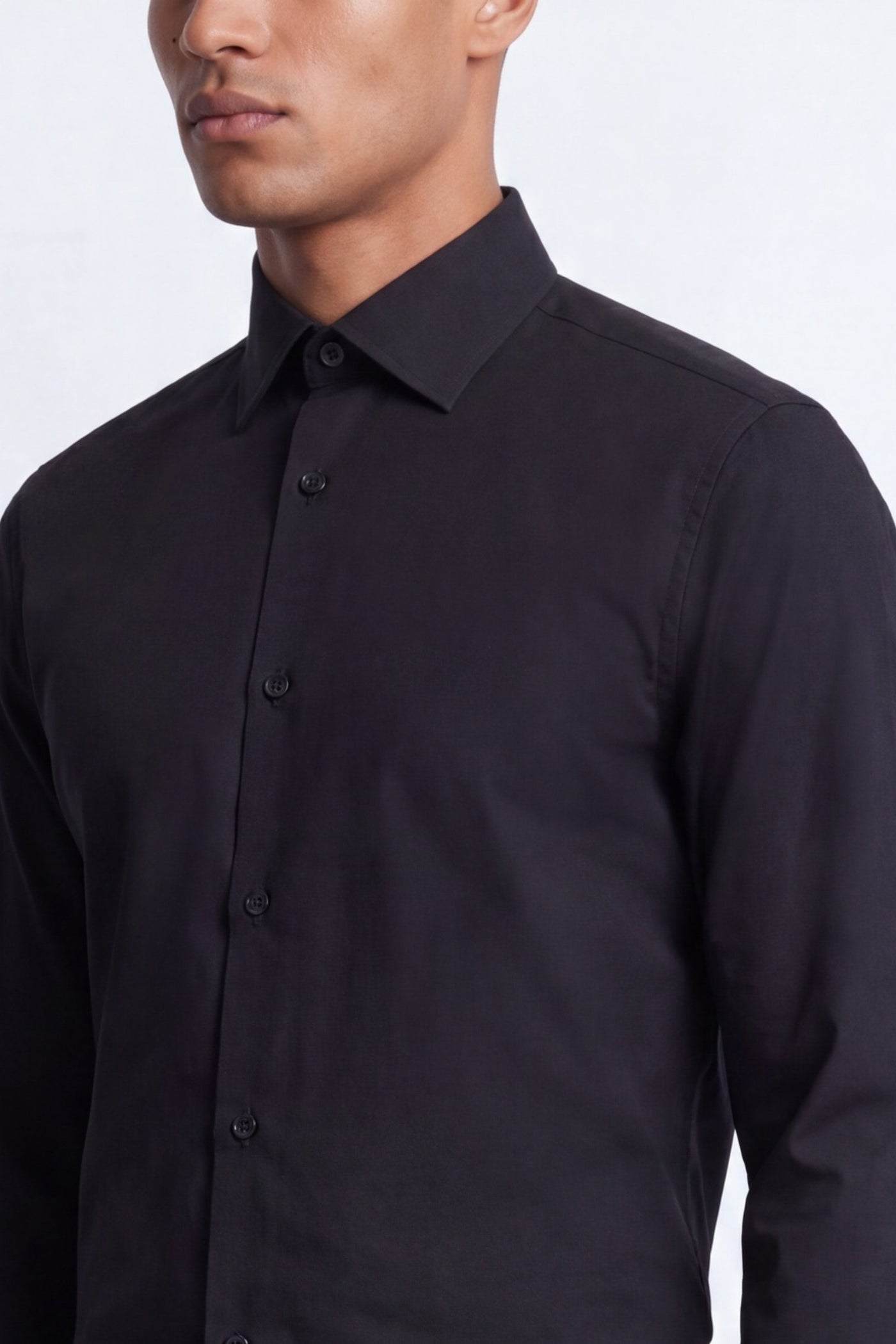 Apsley Slim Fit Black Cotton Shirt