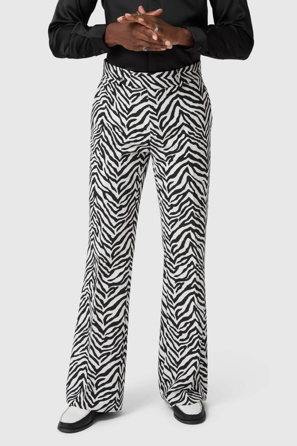 Ember Skinny Fit Zebra Print Flare Suit Trousers