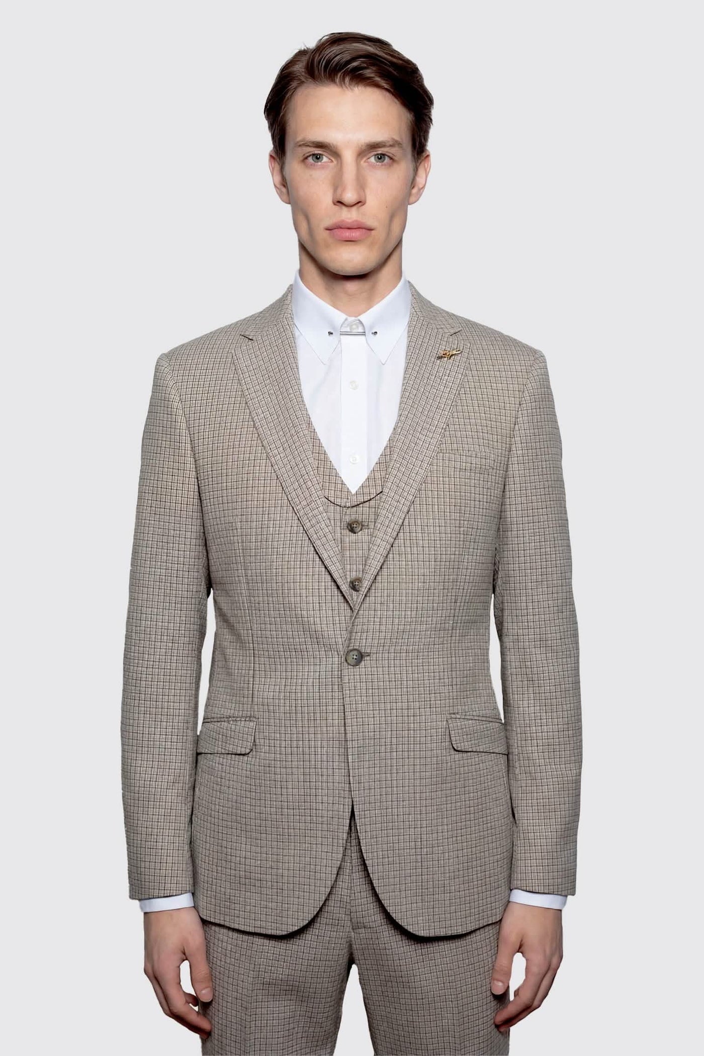 Fraser Slim Fit Brown Check Suit Jacket