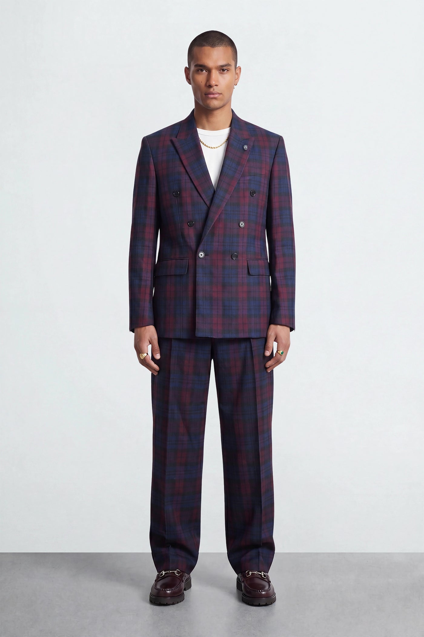 Zac Wine Check Suit Trousers