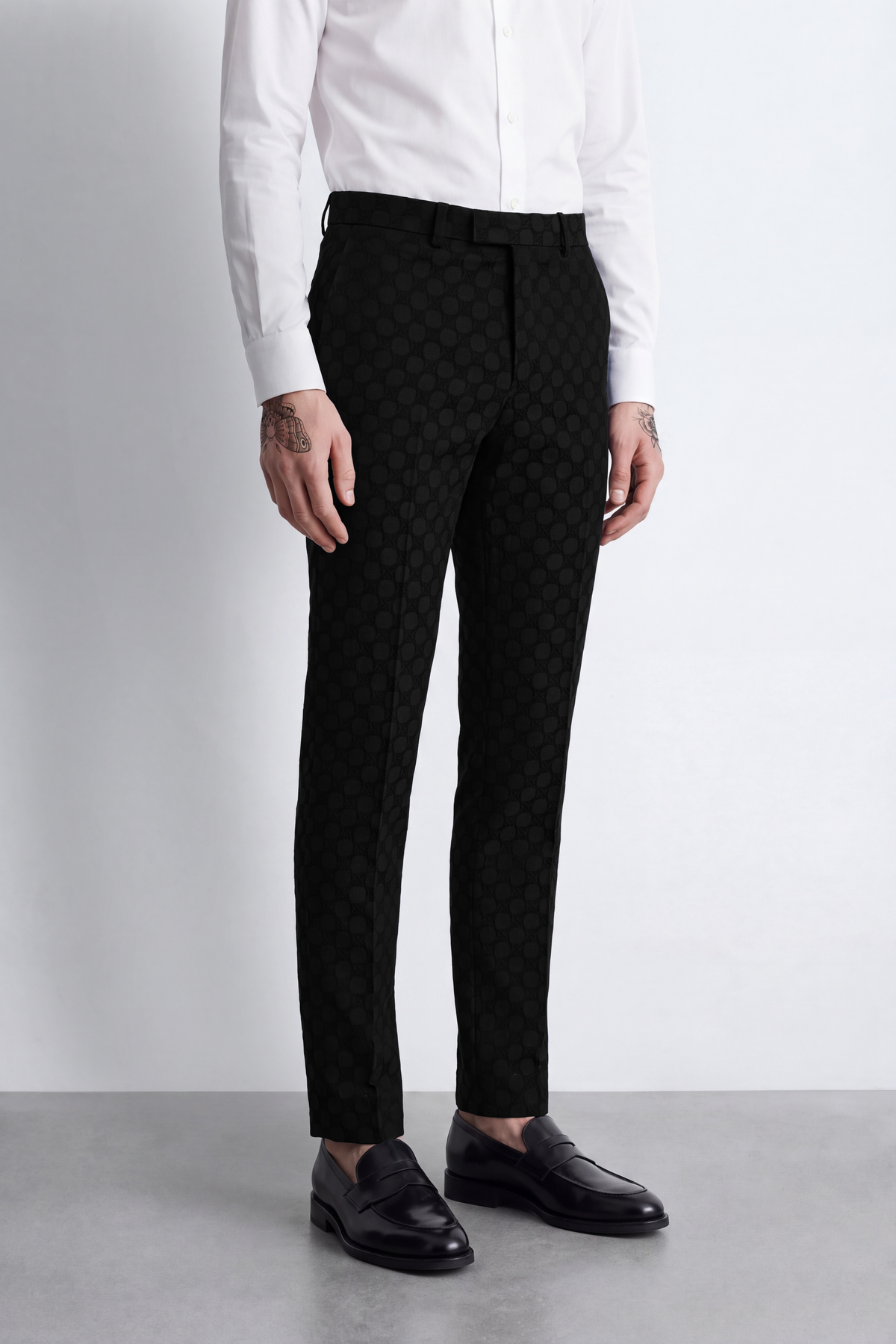 Papatya Slim Fit Black Jacquard Suit