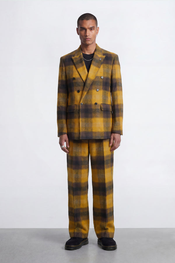 Marty Mustard Check Double Breasted Suit