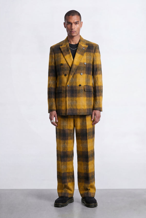Marty Mustard Check Double Breasted Suit