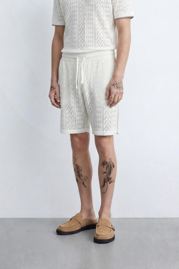 Oscar Cream Tipped Crochet Cotton Shorts