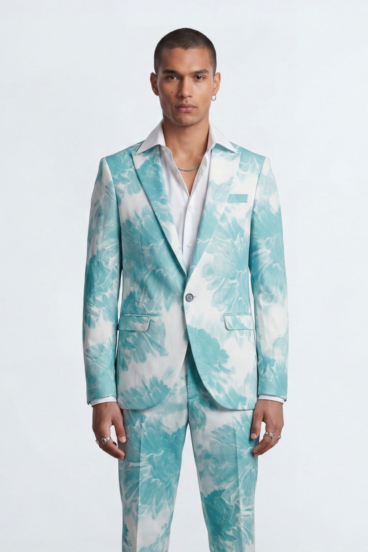 Evelyn Slim Fit Blue Tie-Dye Suit Pants