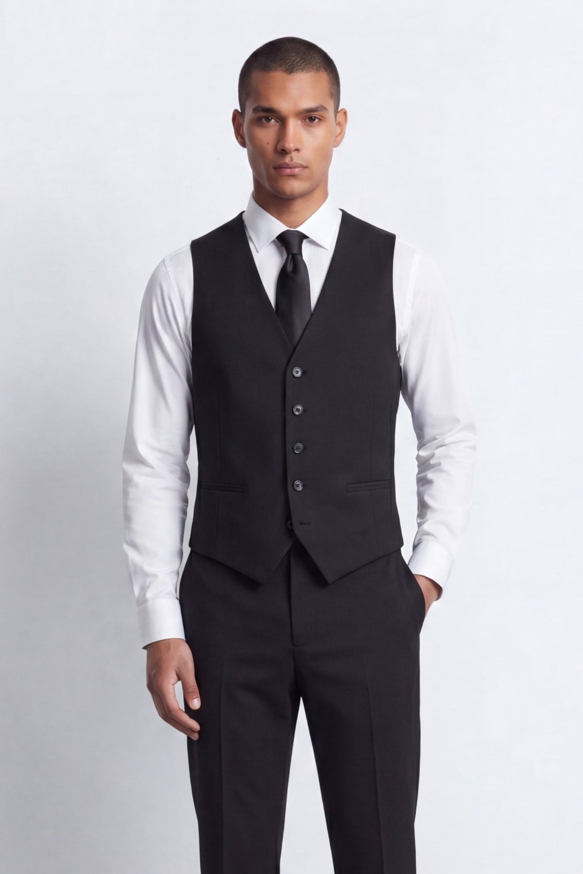 Orwell Slim Fit Black Waistcoat