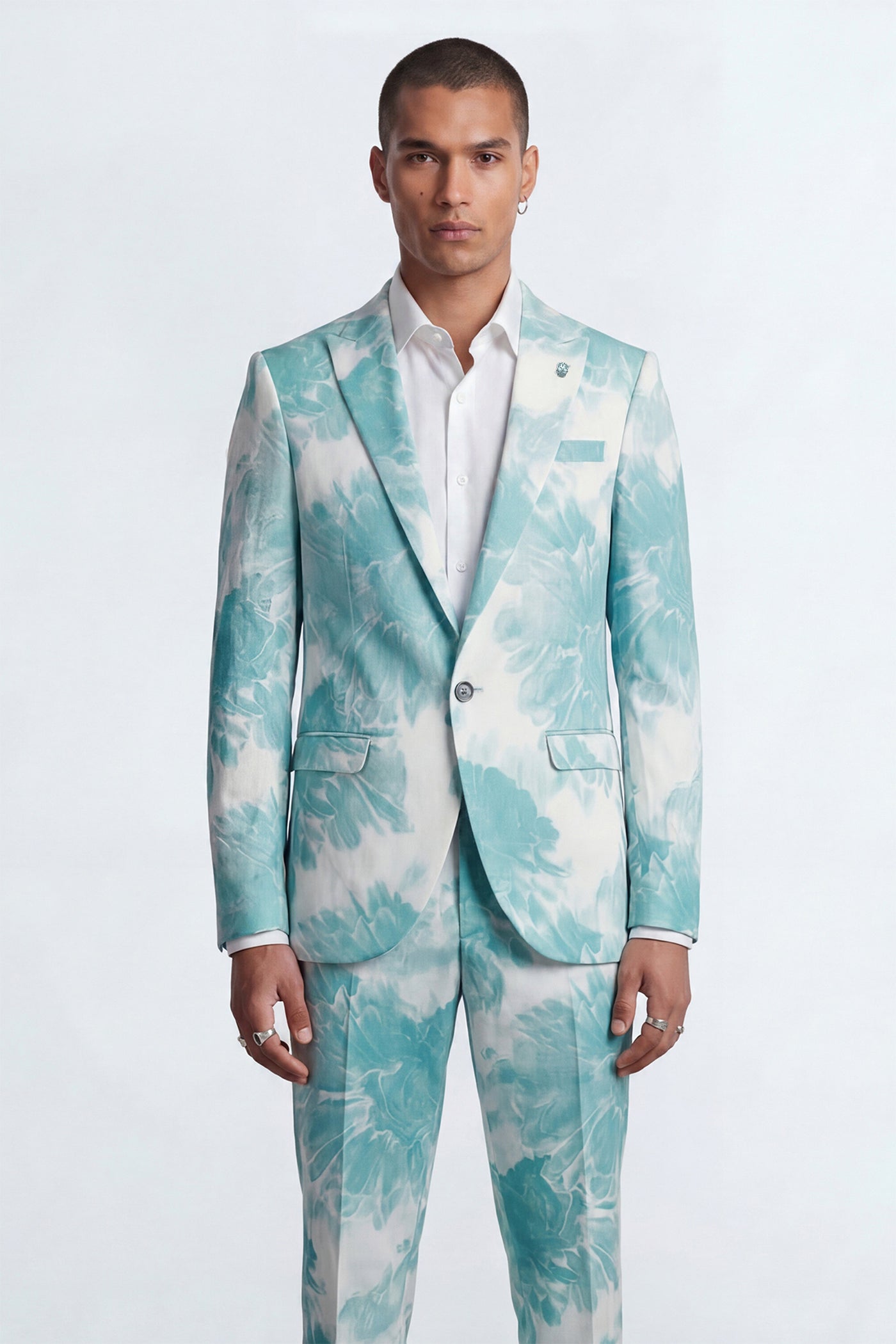 Evelyn Slim Fit Blue Tie-Dye Suit Jacket