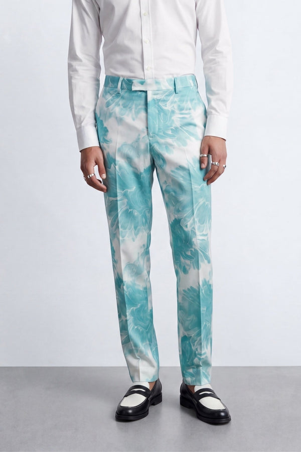 Evelyn Slim Fit Blue Tie-Dye Suit Trousers