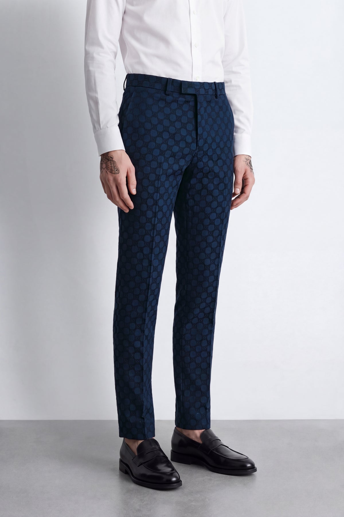 Papatya Slim Fit Navy Jacquard Suit