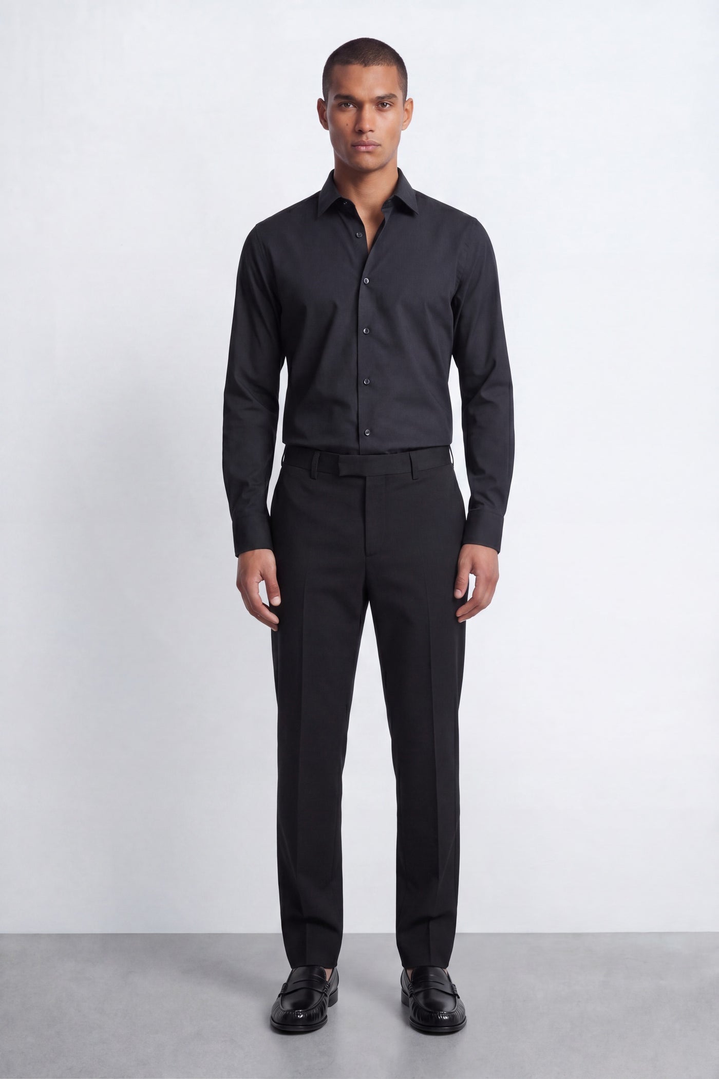 Apsley Slim Fit Black Cotton Shirt