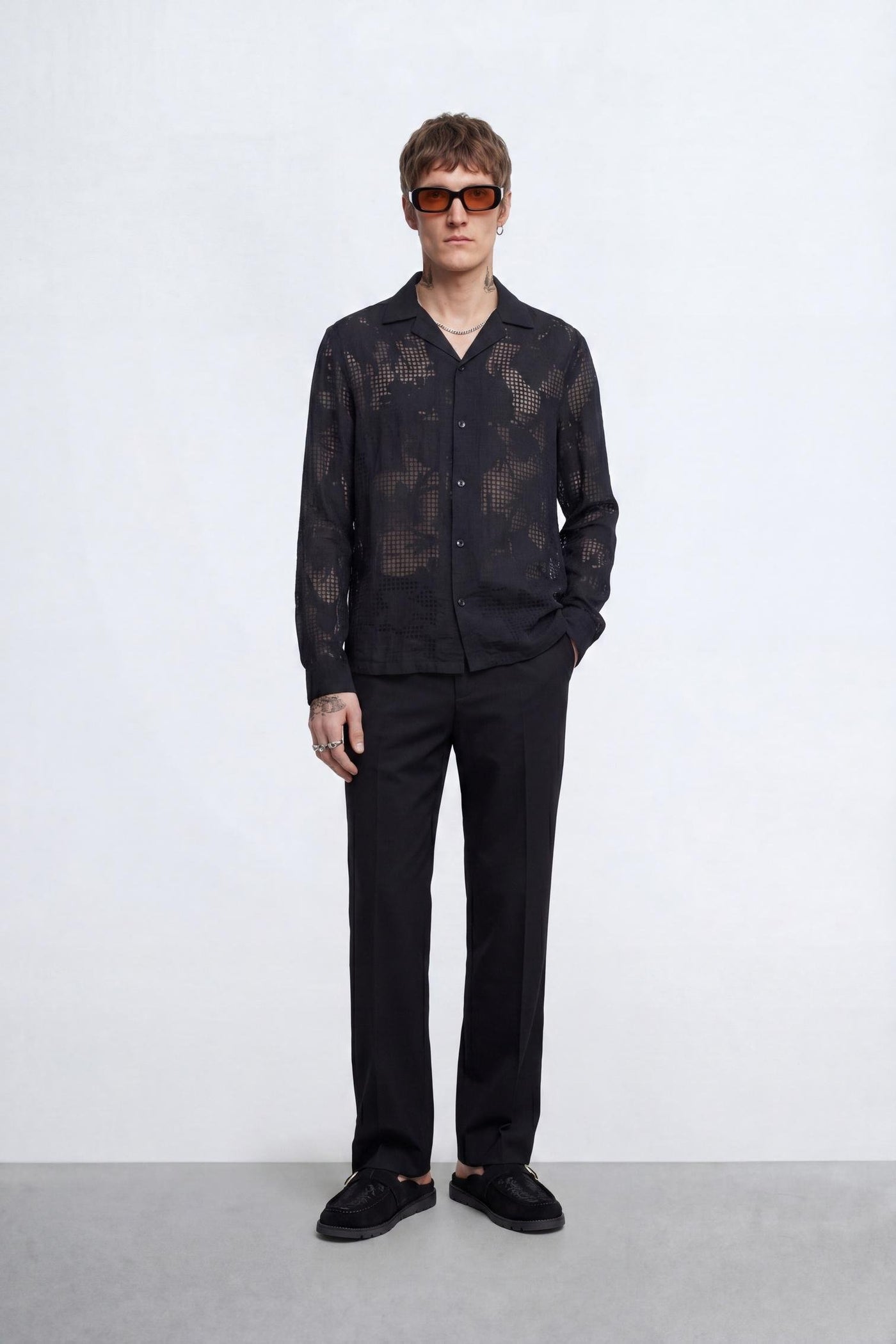Ethan Relaxed Fit Floral Mesh Shirt