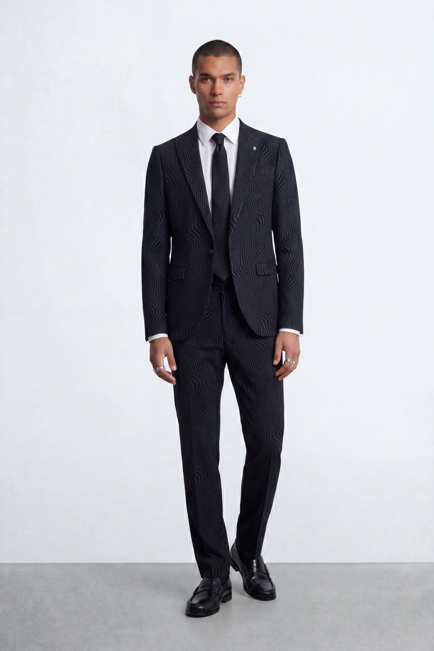 Elio Charcoal Flock Suit Jacket