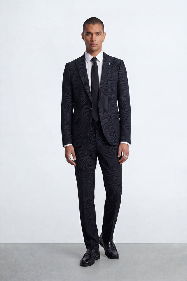 Elio Charcoal Flock Suit