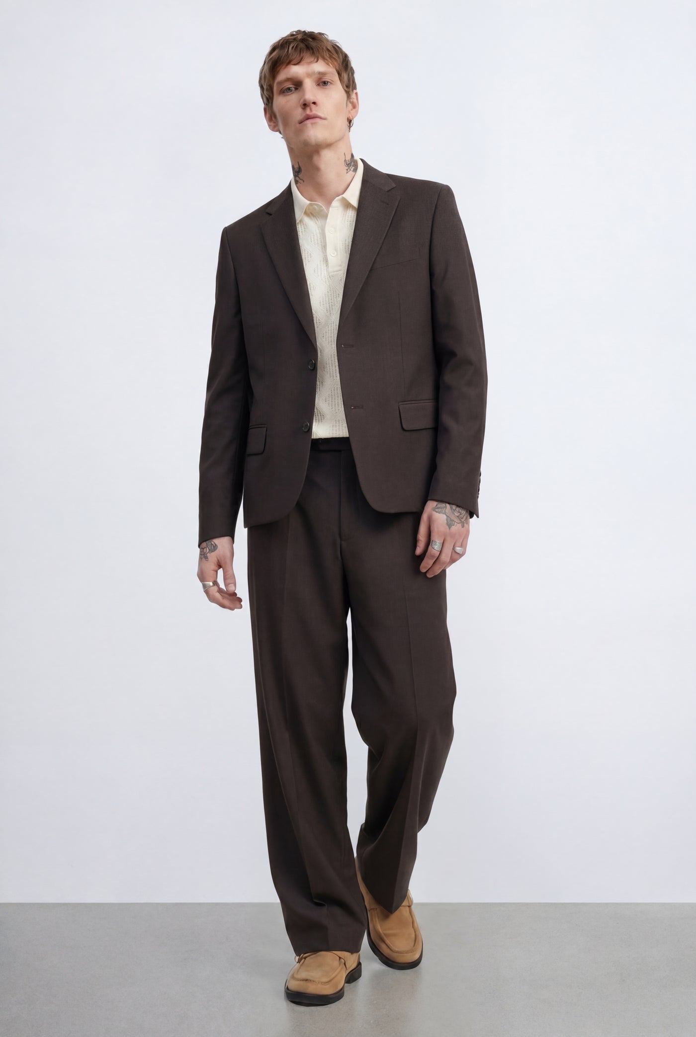 Floyd Wide Leg Brown Suit Trousers