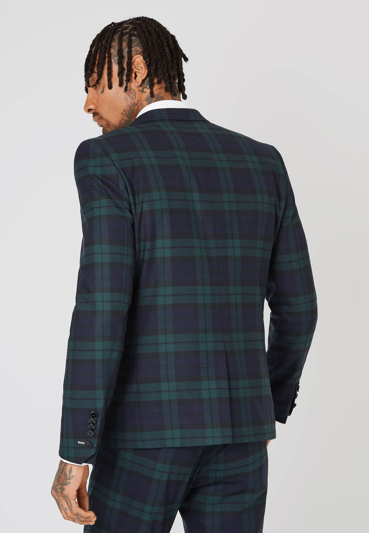Lennox Skinny Fit Green Tartan Jacket