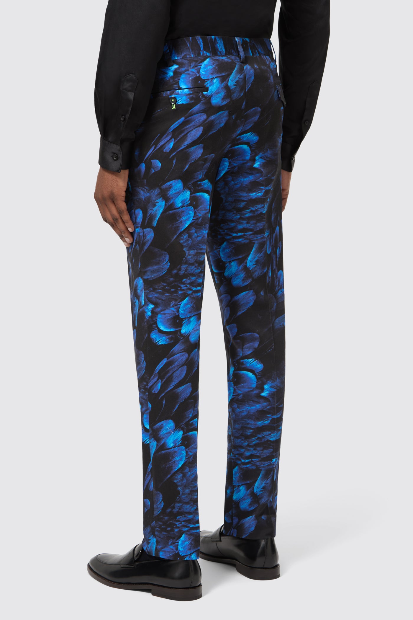 Heron Slim Fit Blue Floral Cotton Trousers