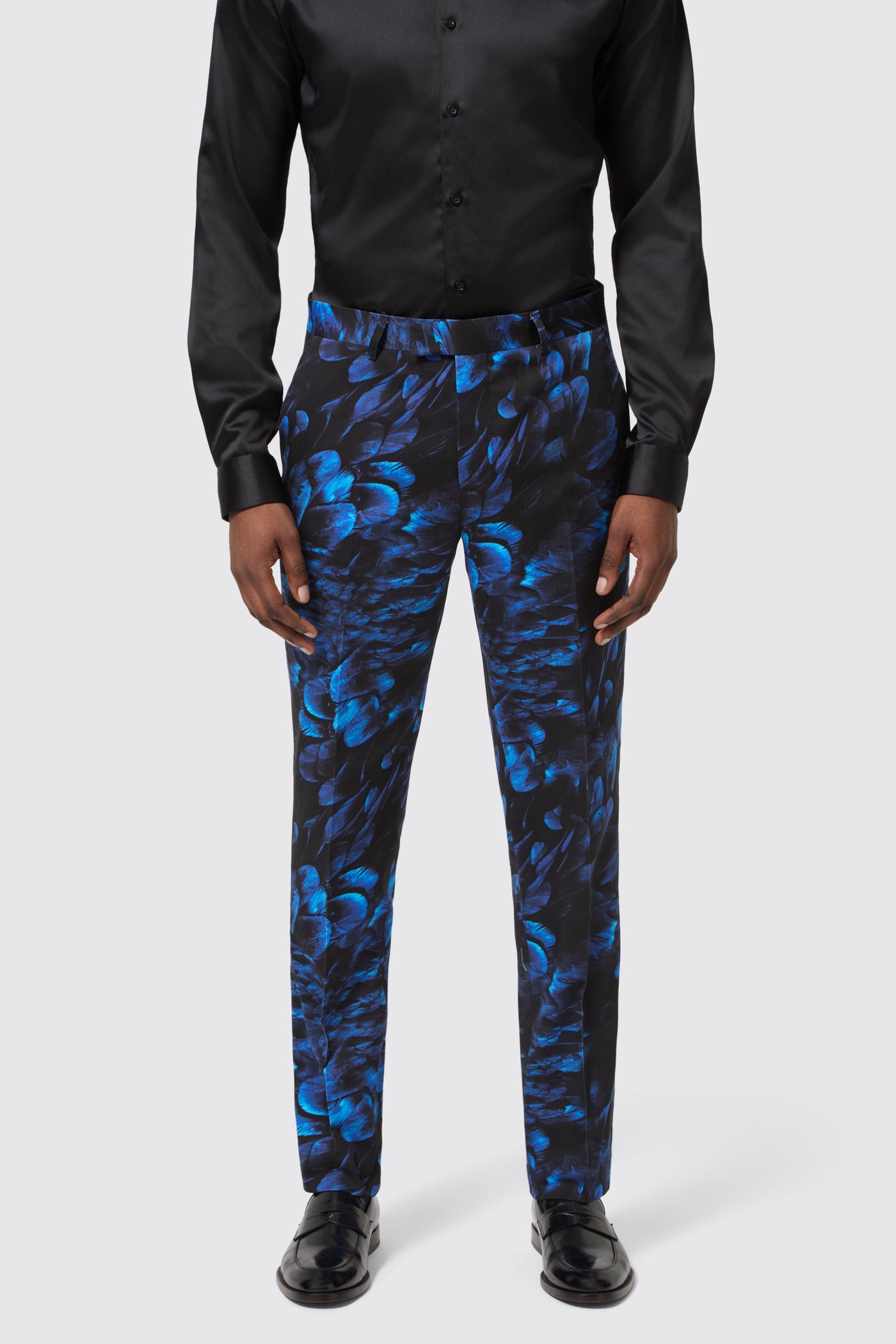 Heron Slim Fit Blue Floral Cotton Suit
