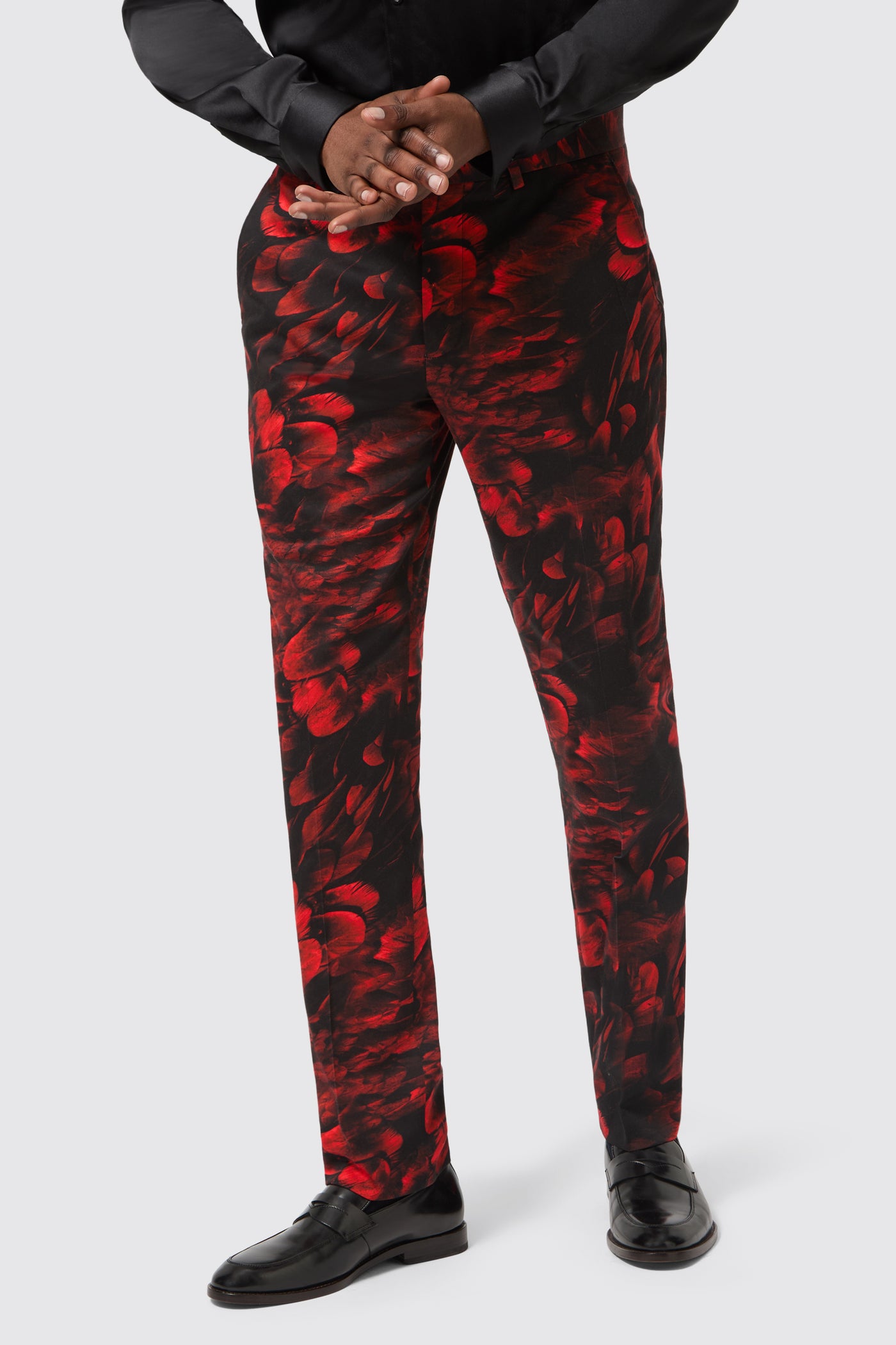 Heron Slim Fit Red Floral Cotton Suit