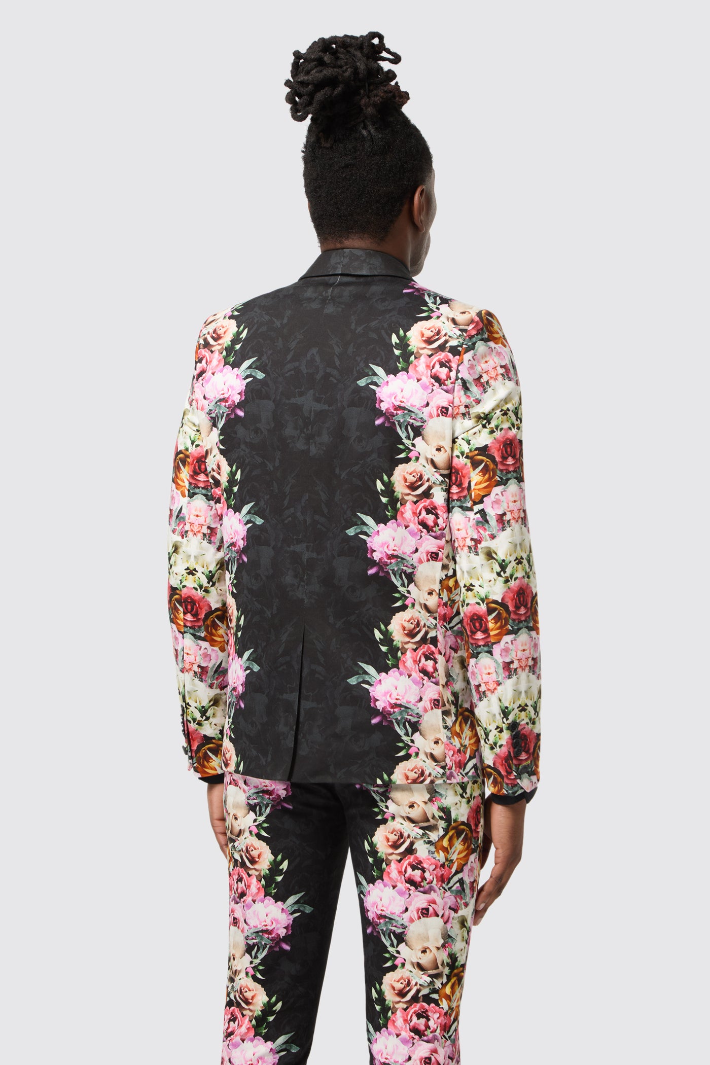 Ikeda Slim Fit Black Cotton Floral Jacket