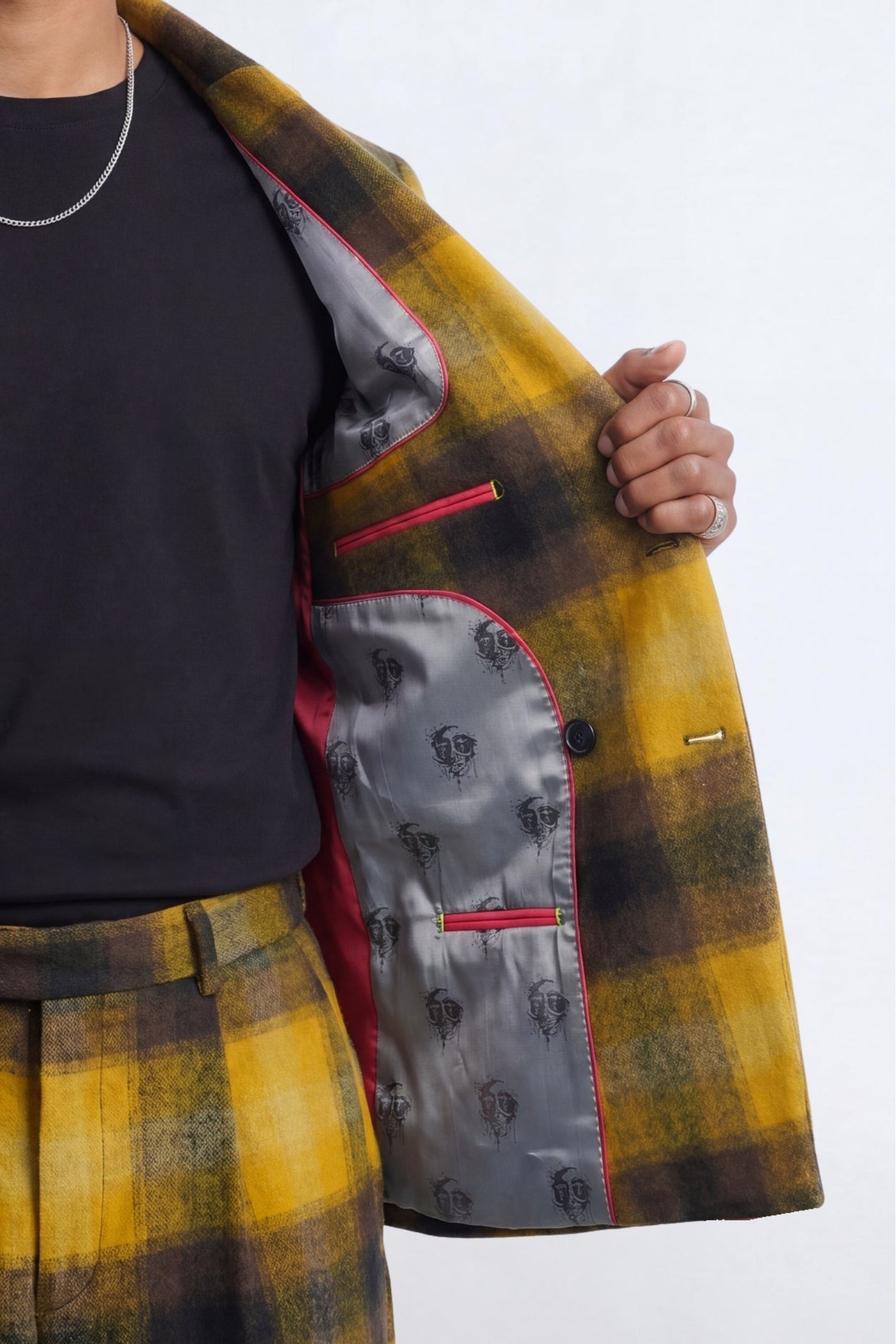 Marty Mustard Check Double Breasted Suit