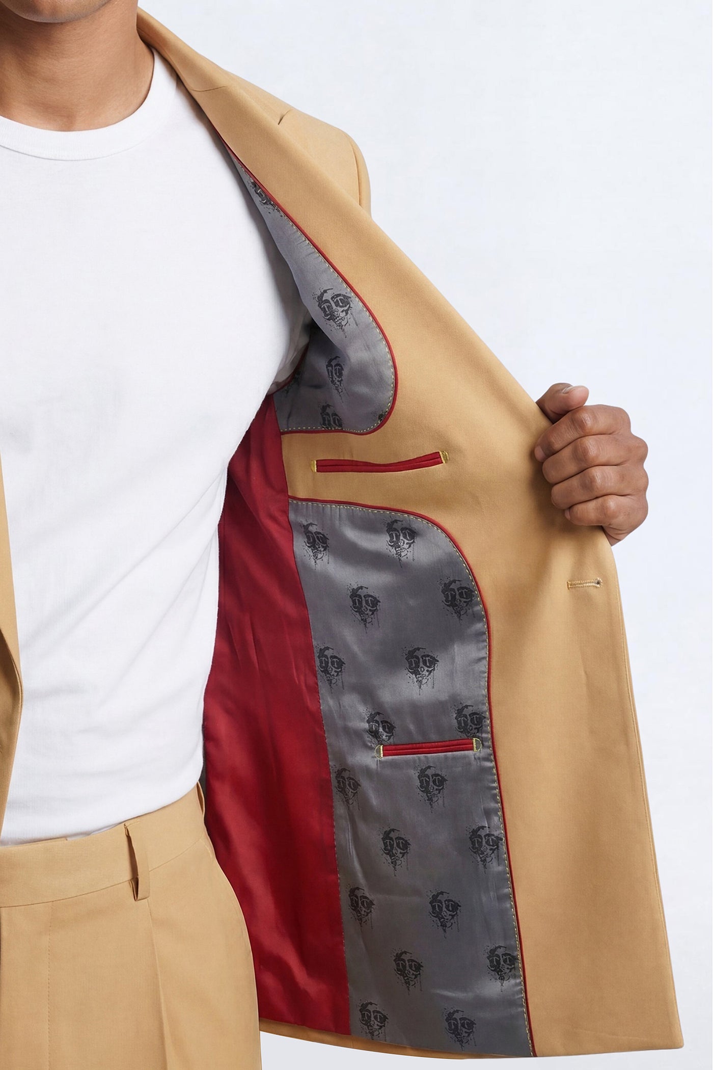 Welles Mustard Textured Relaxed Fit Suit