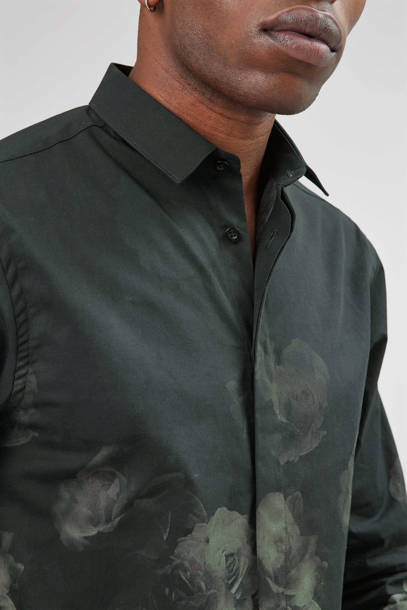 Kember Slim Fit Black Floral Shirt