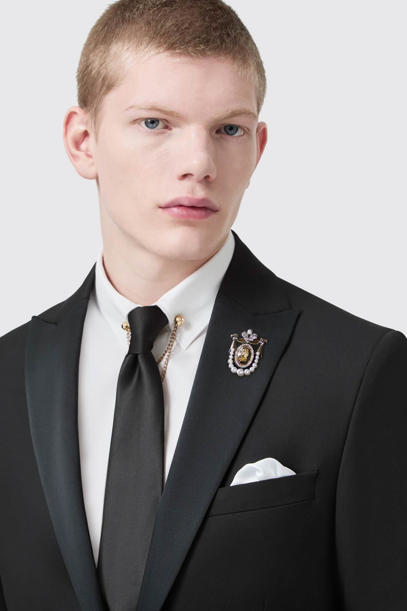 Flint Slim Fit Black Tuxedo Suit Jacket With Pearl Detailing