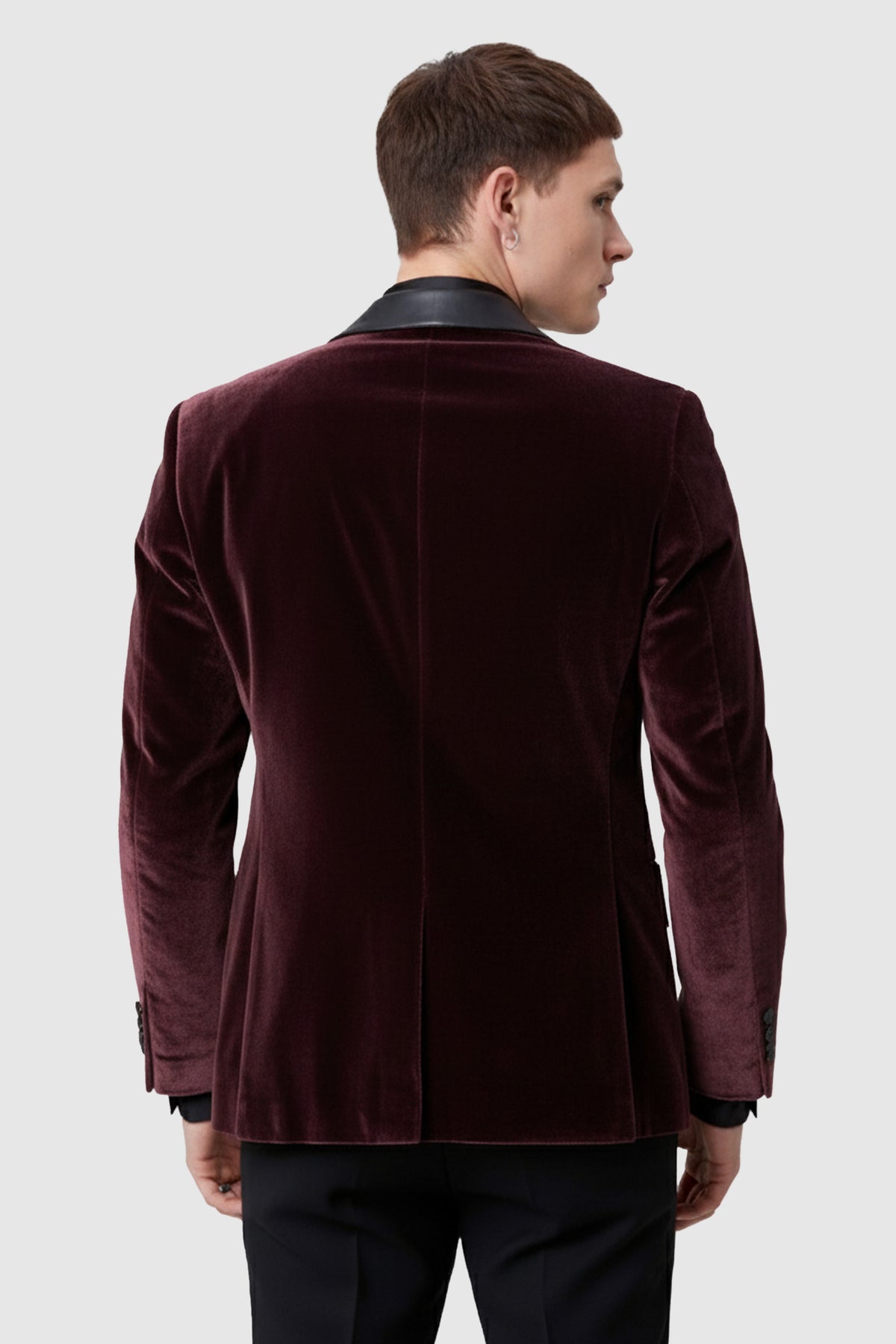 Kipling Slim Fit Burgundy Shawl Velvet Blazer
