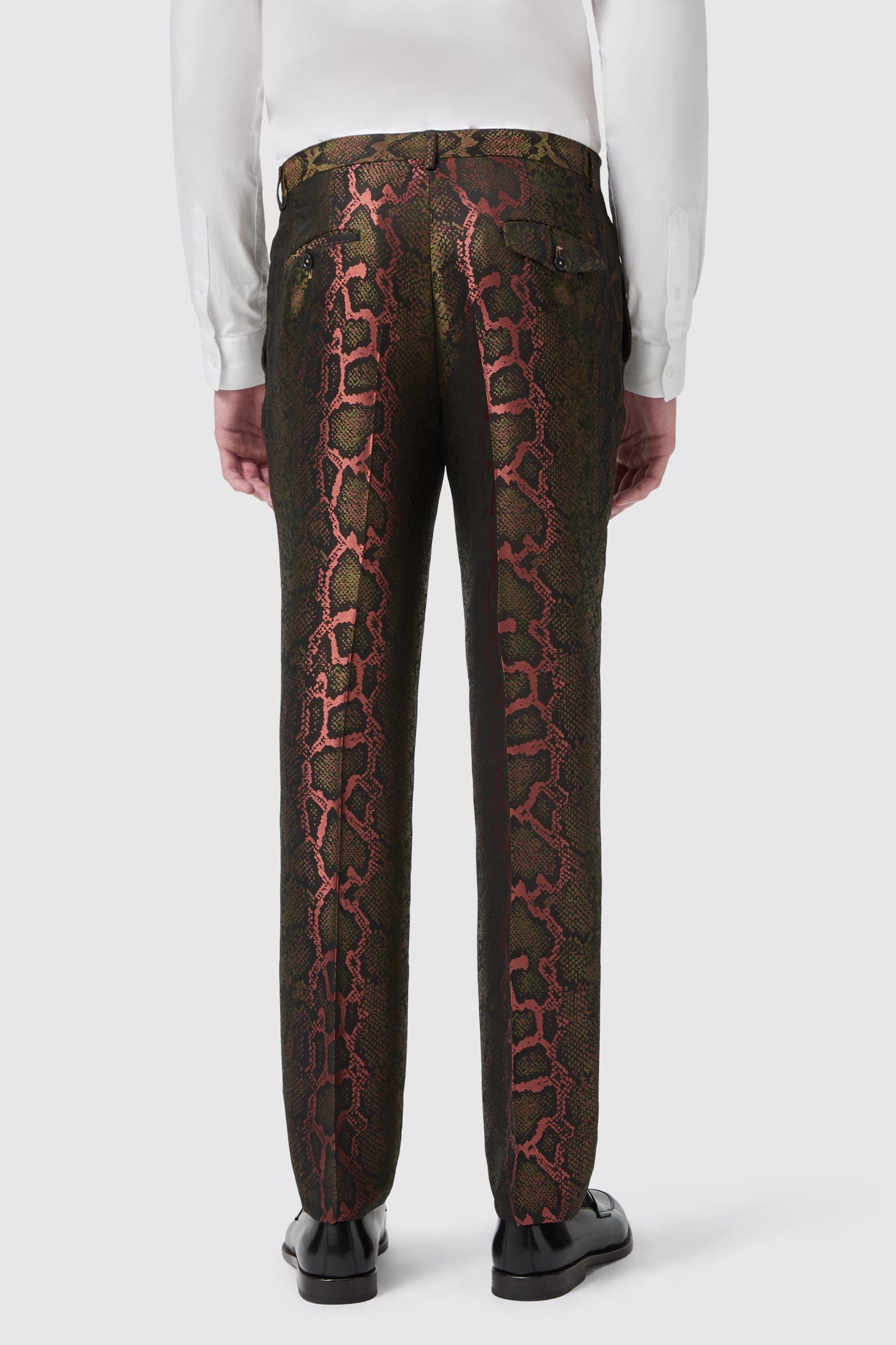 Koven Slim Fit Green Jacquard Snakeskin Suit