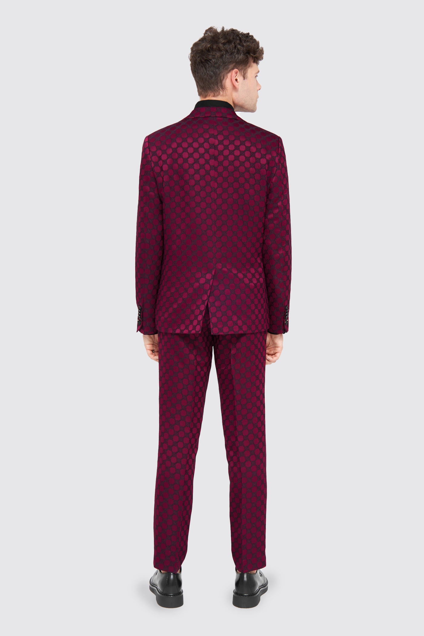 Papatya Slim Fit Burgundy Jacquard Suit