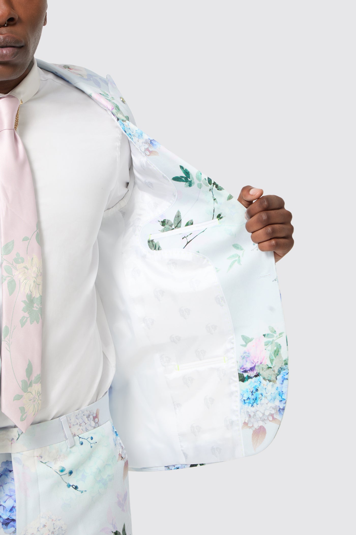 Pickhurst Skinny Fit Blue Floral Cotton Suit