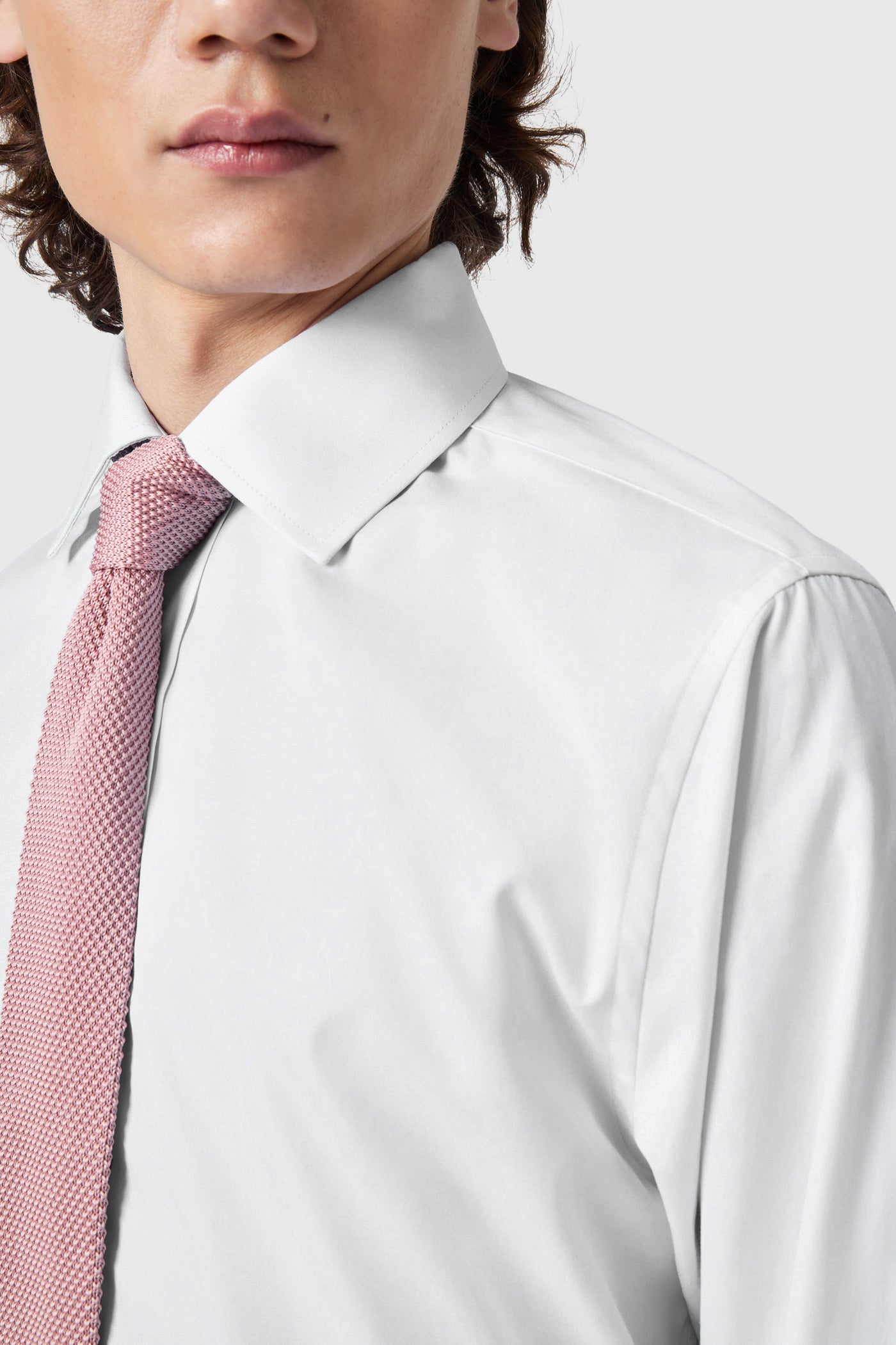 Lewes Slim Fit Spread Collar White Cotton Shirt